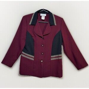 NWT Vintage Bedford Fair Red Burgundy Blazer Jacket Career Office workwear  L